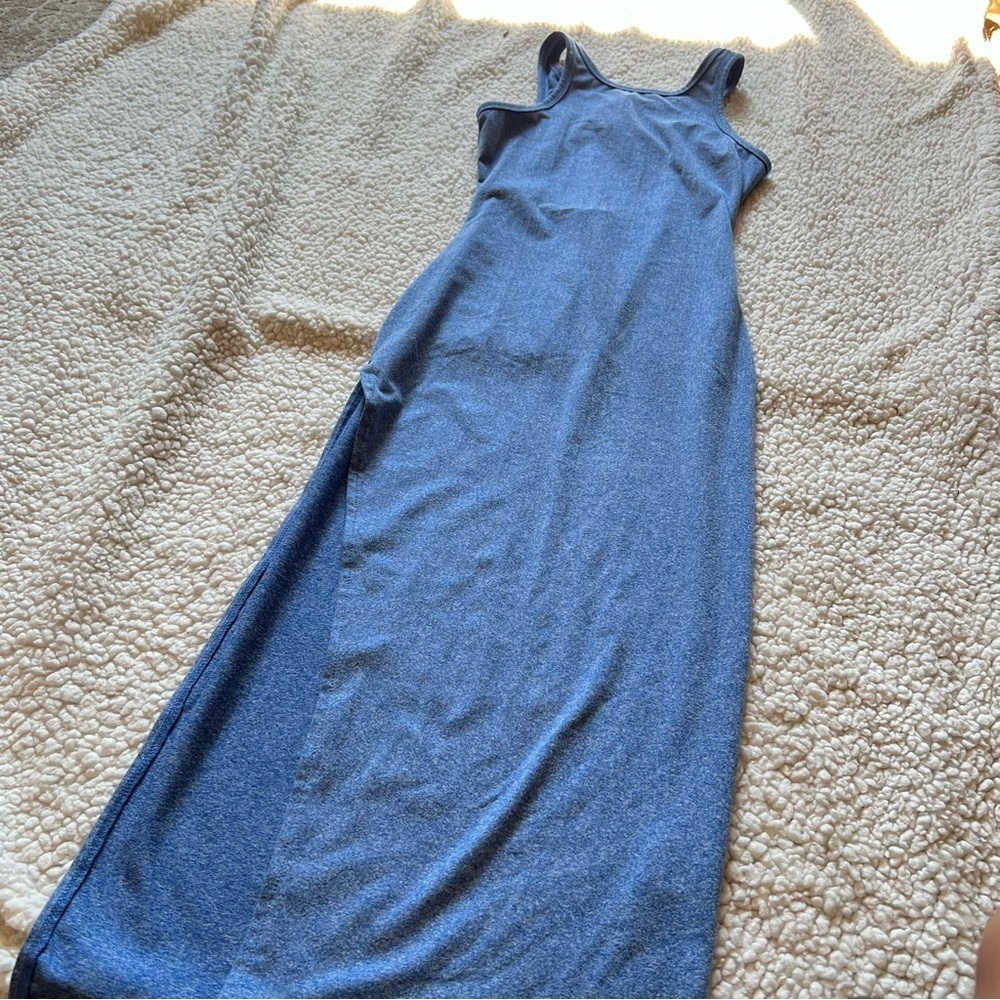 SHEIN Blue Maxi Side Slit  Dress
